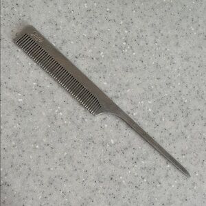 Vtg GOODY Aluminum Teasing Hair Comb Metal Rat Tail Silver Rattail 8"L USA MCM